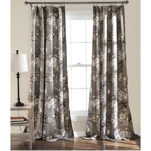 Half Moon Botanical Garden Gray room Darkening Insulated Curtains 2 Panels 52x84